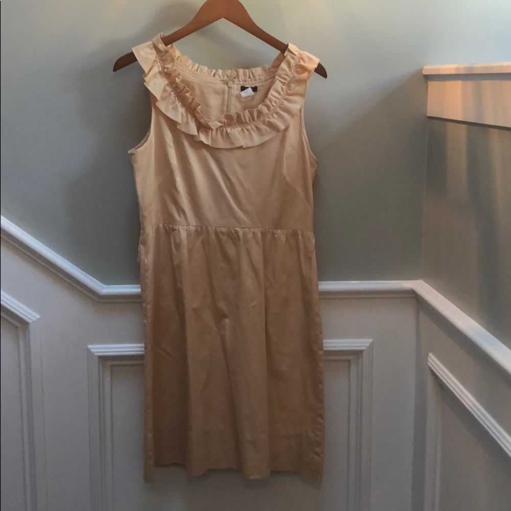 JCrew zip up ruffle dress.